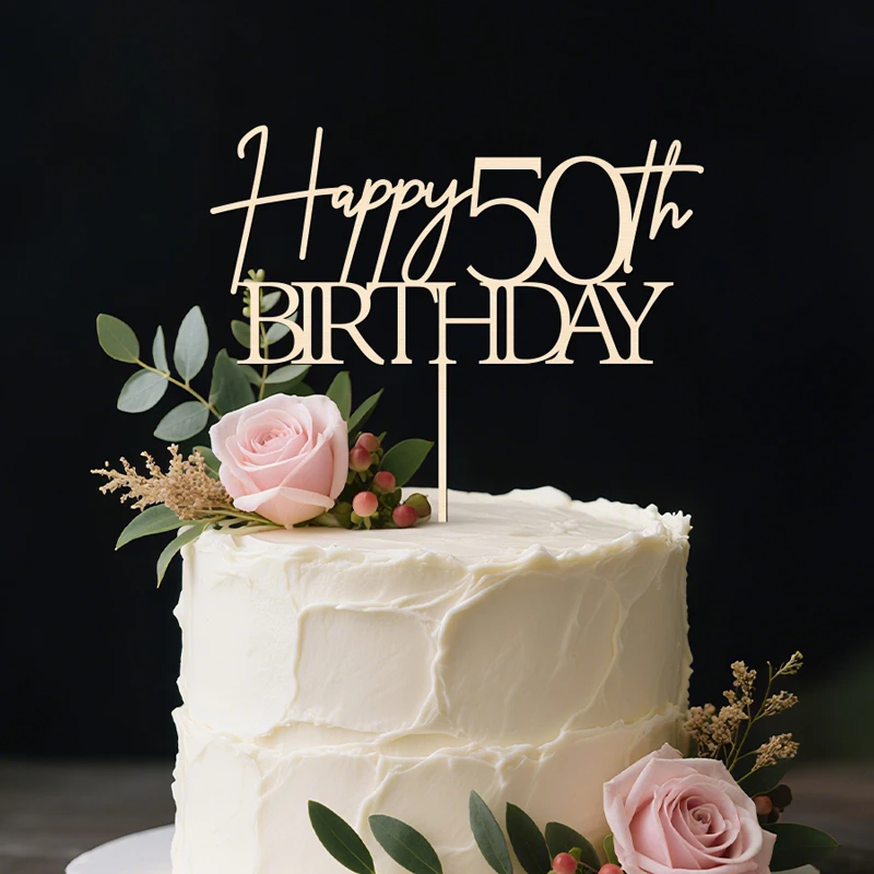 YOMDID Tortenaufsatz zum 50. Geburtstag, Geburtstagskuchen-Plektrum, 50. Kuchendekoration für fröhliche 50. Jahrestagsparty-Kuchendekorationen – Detail 8