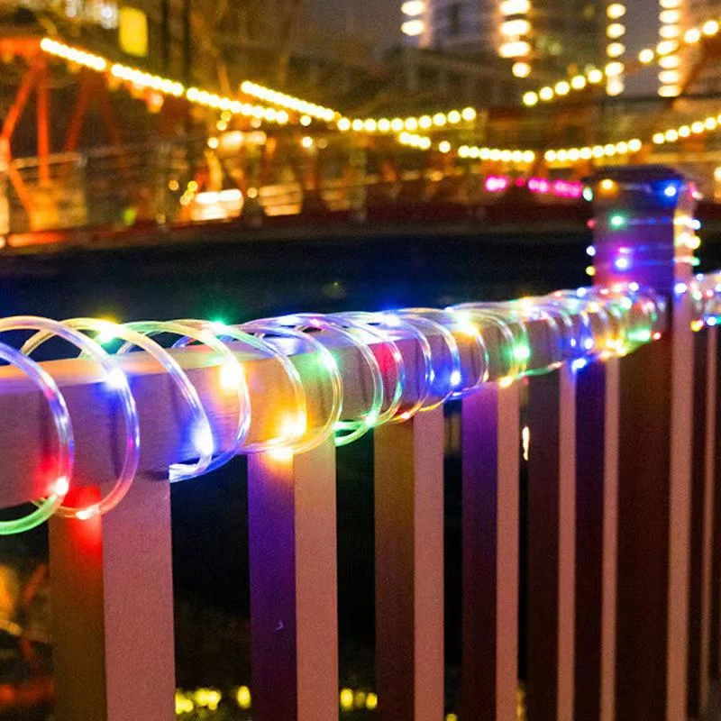 Solar Tube Rope Led Light Garland Xmas Solar Rope String Light 8 modes Fairy Strip Outdoor Garden Christmas Decoration