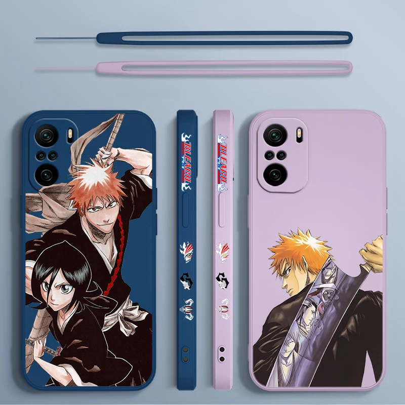 Bleach Anime Kurosaki Ichigo For Xiaomi Redmi Note 13 12 12Pro 11 11S 11T 10S 10 Pro Plus 5G Liquid Left Rope Phone Case