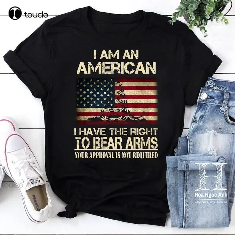 I Am An American I Have The Right To Bear Arms Your Approval Vintage T-Shirt, American Shirt, American Flag Christmas Gift