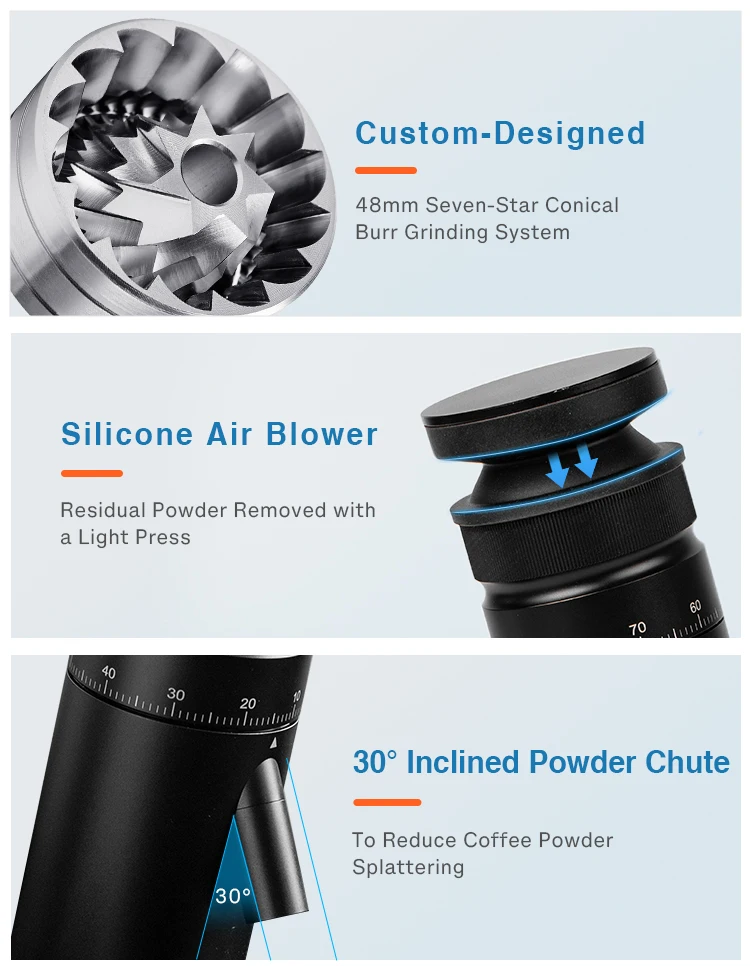 Double Bearing 48mm Conical Grinding Blade, Stainless Steel Grinding Blade, Aluminum Manual Portable Outdoor Adjustable