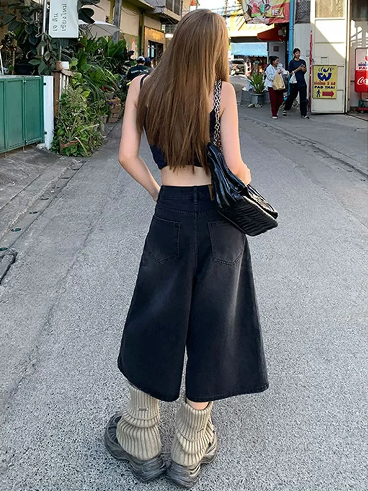 High Waist Wide Leg Seven-Foot Pants Women's Loose Fitting Denim Jeans Summer New Style Pear Shape Body Straight Cut Trousers