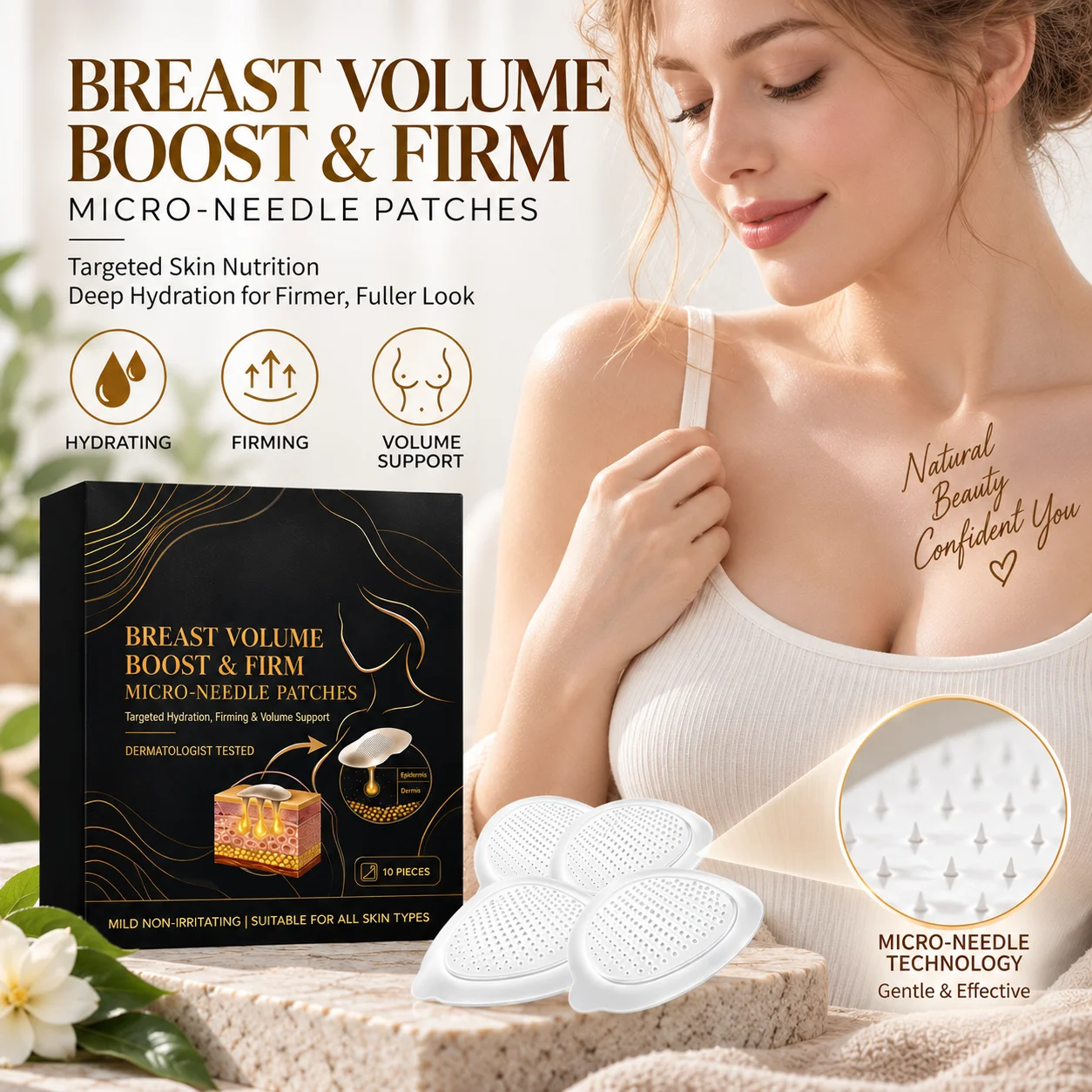 Breast Volume Boost Firm Microneedles Patch Breast Plumping Enhancement Deep Hydration Targeted Skin Nutrition For All Skin Type