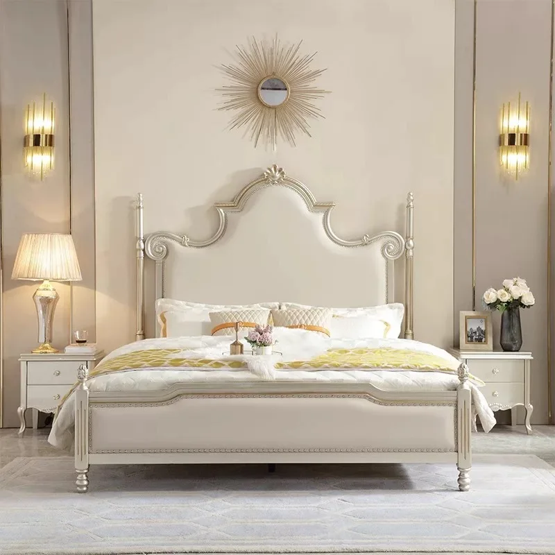 American solid wood 1.8 meters master bedroom double bed high-end queen bed light luxury princess bed wedding new