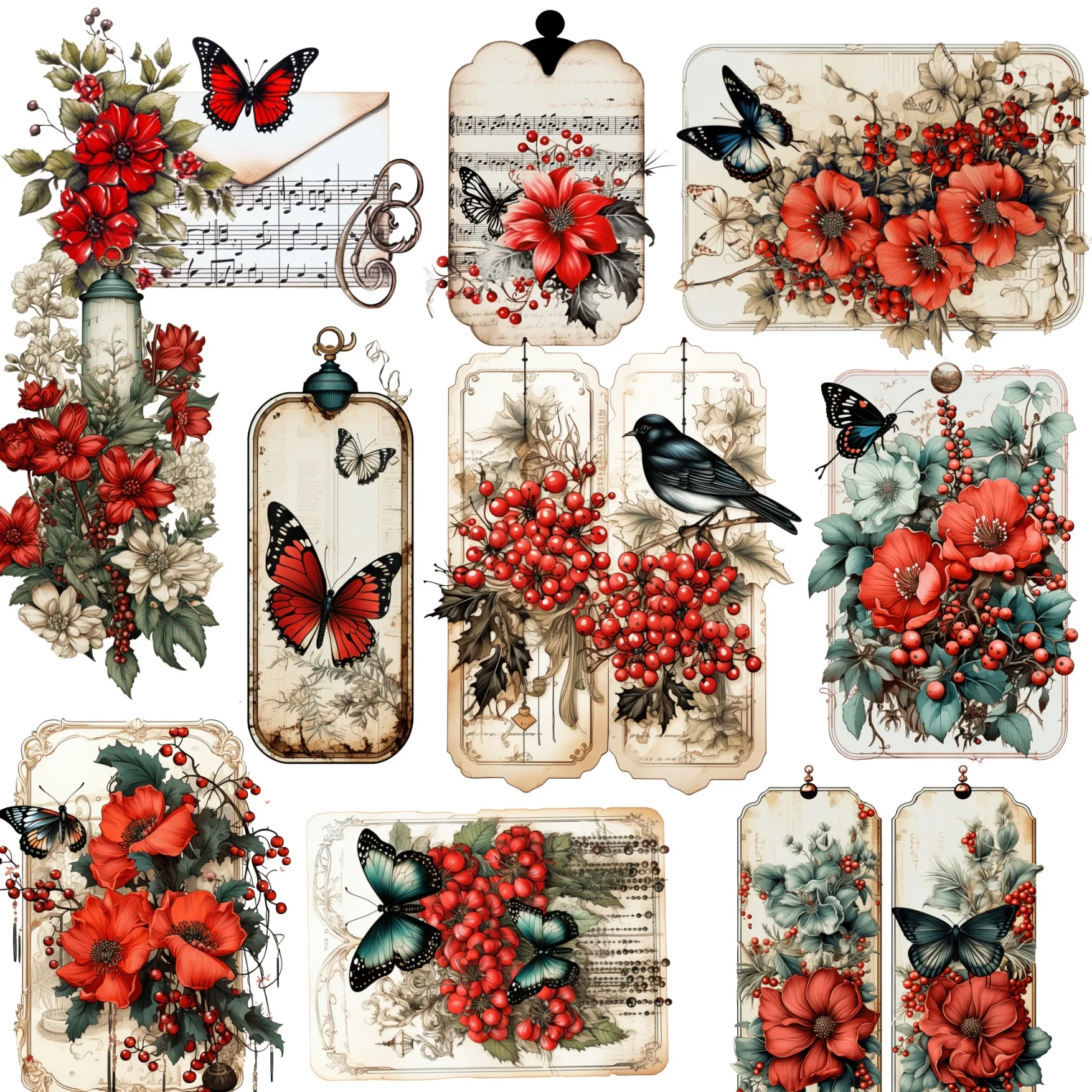 17pcs Decorative Vintage Christmas bookmark Stickers  Journaling and Scrapbooking  stationery Decorative /DIY Craft Photo Album