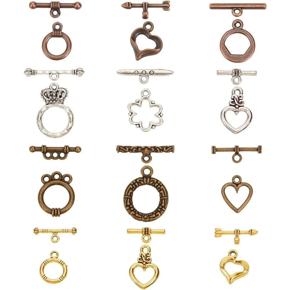 

120 Sets Style Toggle Clasps 12 Styles Jewelry Closure Fasteners for Necklace & Bracelet 4 Colors making kit
