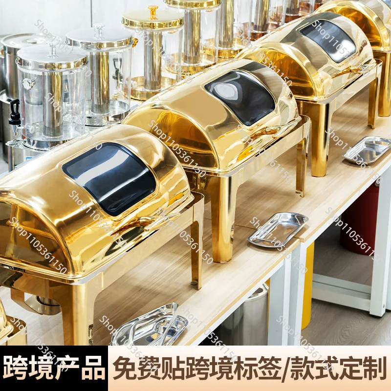 Thickened stainless steel buffet furnace Flap Buffy furnace Square thermal insulation dining furnace Electric heating tableware