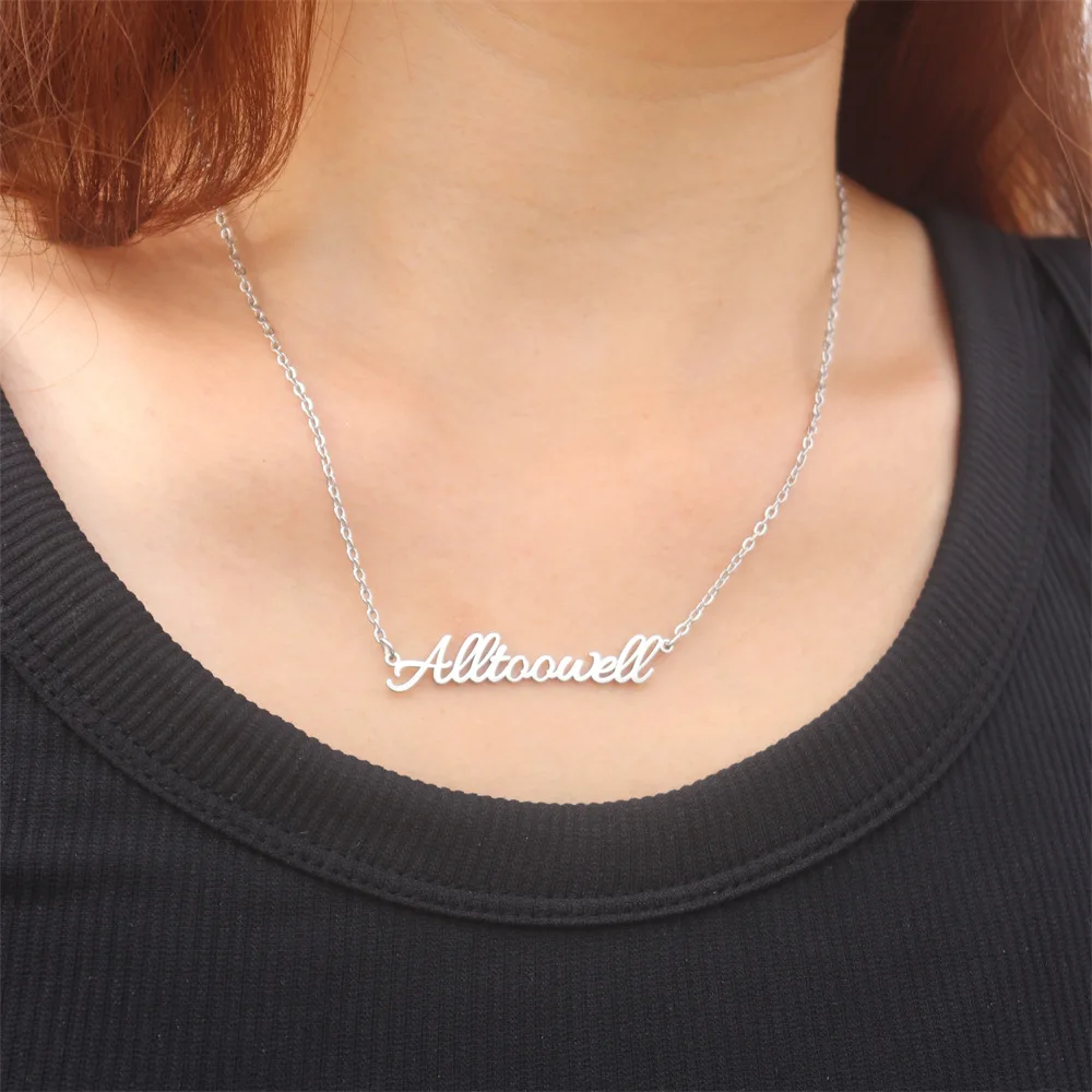 Custom Stainless Steel English Letter Necklace Women's Light Luxury Niche Electroplated Collarbone Chain Does Not Fade Exquisite