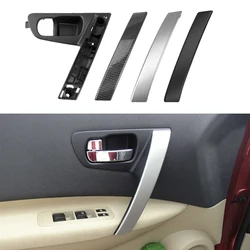 Door Handle Base Interior Handle Cover For Nissan QASHQAI J10 2008 2009 2010 2011 2012 2013 2014 2015 Silver Black Carbon Fiber