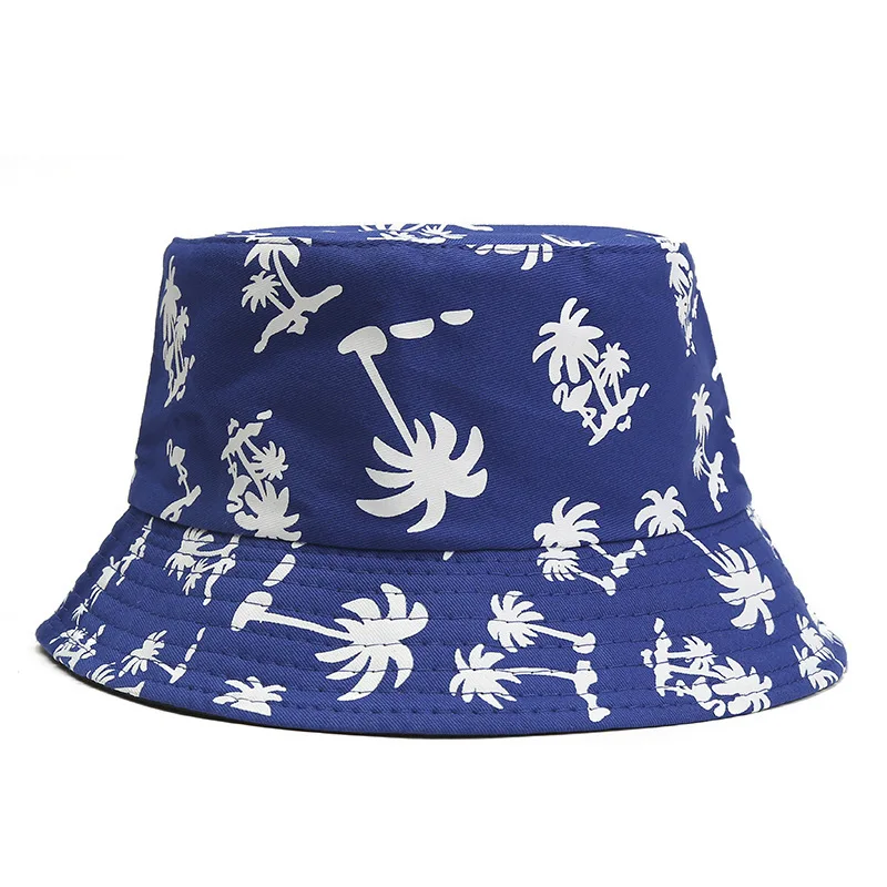 Fisherman's hat, outdoor double-sided sun protection hat, unisex bucket hat, leaf-patterned fashion hat
