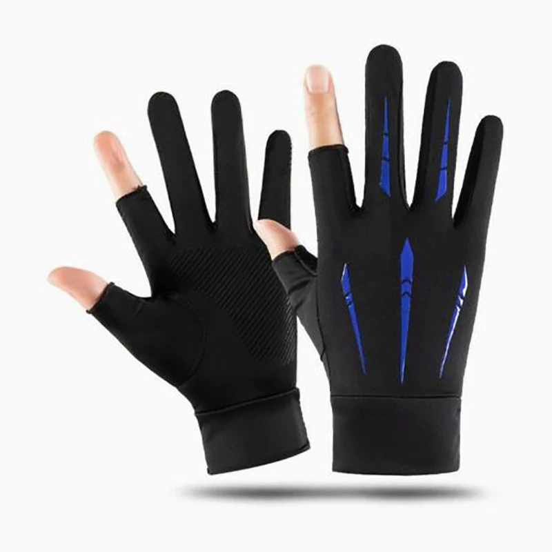 Dünne, UV-Schutz-bewusste Fahrradhandschuhe aus Eisseide, leichte, atmungsaktive fingerlose Handschuhe zum Angeln und Radfahren