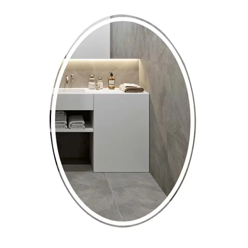 

LED smart bathroom mirror luminous touch bluetooth music oval bathroom mirror punching and defogging