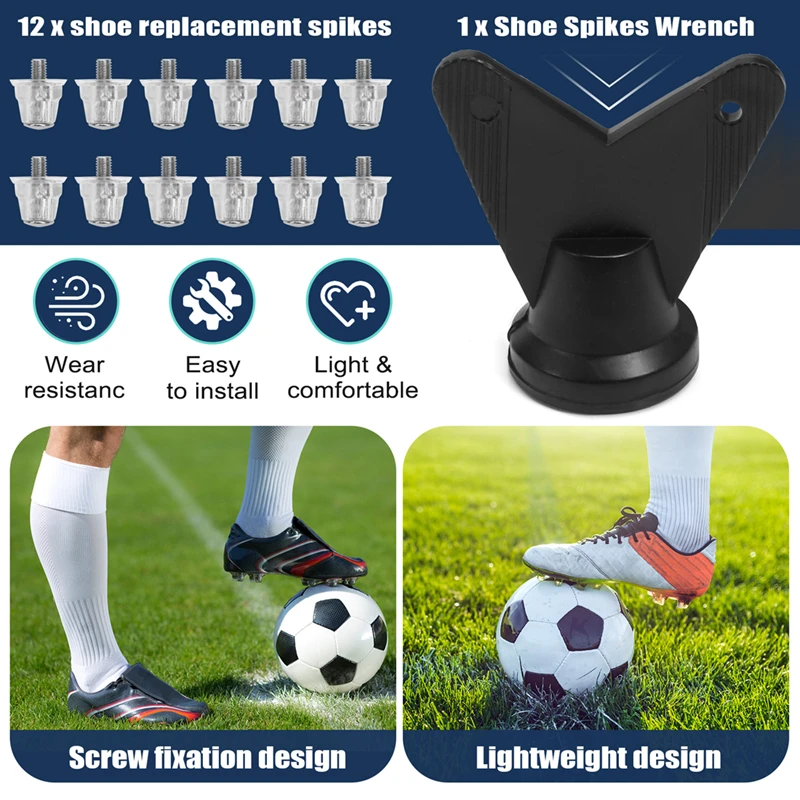 NEW-12Pcs Football Boots Studs Shoes Stud Replace Component Sport Accessory Football Shoe Spikes With Wrench