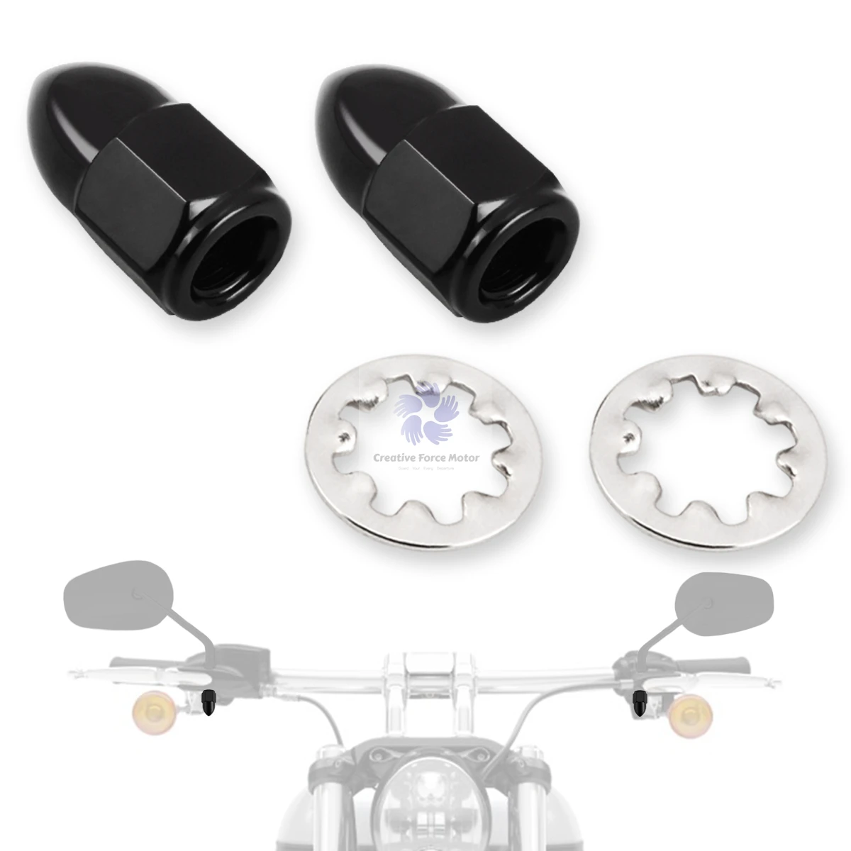5/16"-24 Rückspiegel Mutter Motorrad Lenker Spiegel Acorn Mount Kit für Harley Sportster 1200 883 Softail Road King Dyna – Detail 3