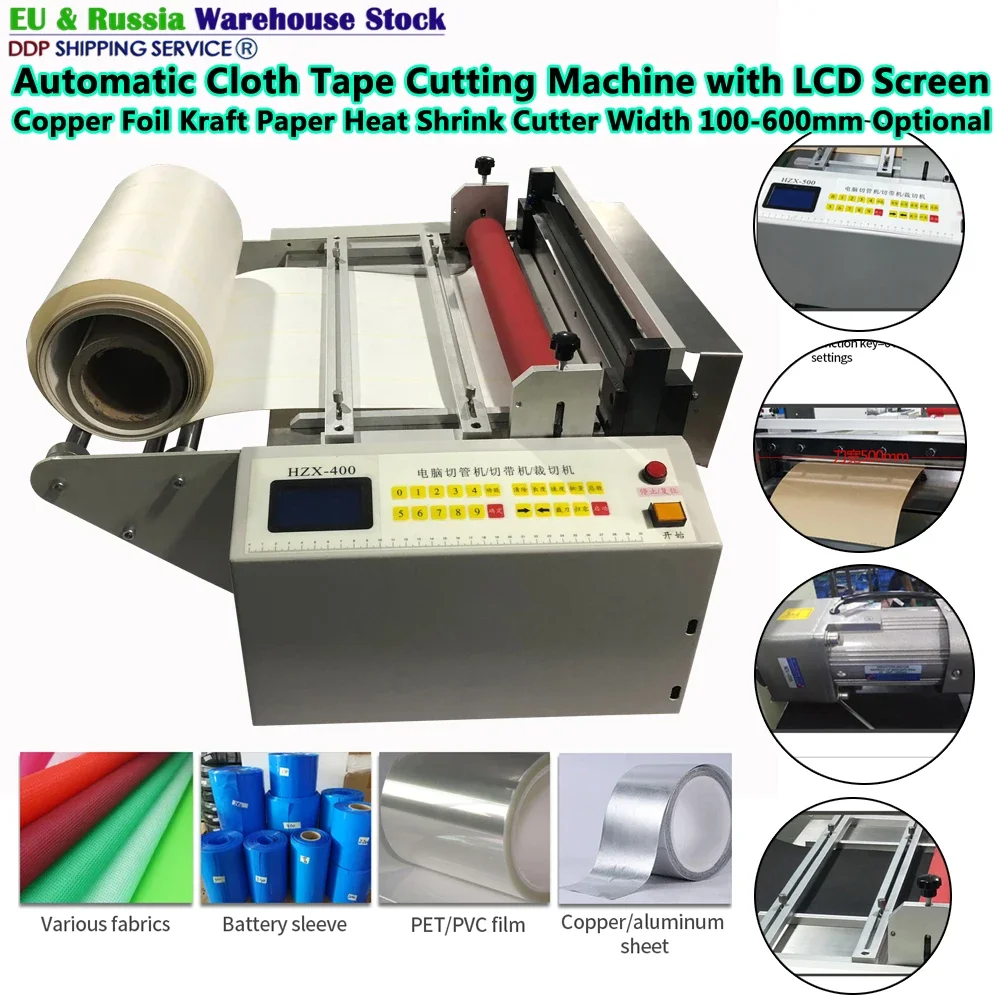 Automatic Cloth Tape Cutting Machine LCD Screen Control Cutter Width 100-600mm for Copper Foil Kraft Paper PVC Non-woven Fabric