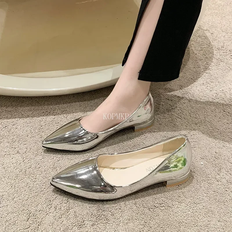 2024 Thick Heeled Pu Leather Office Ladies Pumps Pointed Toe High Heels Shoes Woman Spring Classic Women Shoes Plus Size 34-43