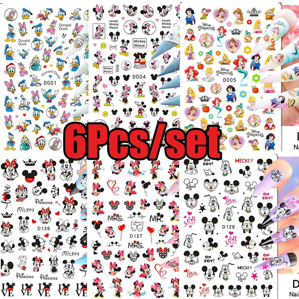 ﻿ 6 pz/set 3D Cartoon Stitch Angelo Nail Art Sticker Rosa/Blu Kawaii Stitch Nail Slider Espressione Multipla Adesivo Punto Decal