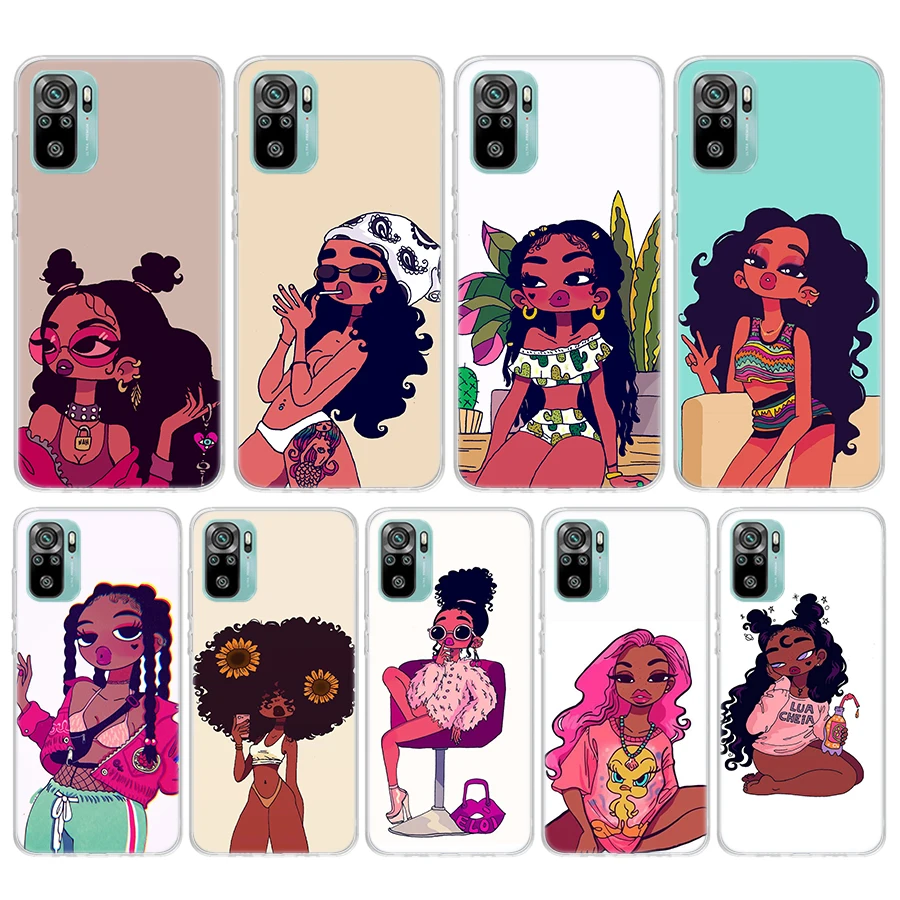 African Cartoon Girl Queen Silicon Phone Case For Xiaomi Redmi Note 14 13 12 12S 11 Pro Plus 11S 10 10S 11T 11E 4G 5G Soft Cover