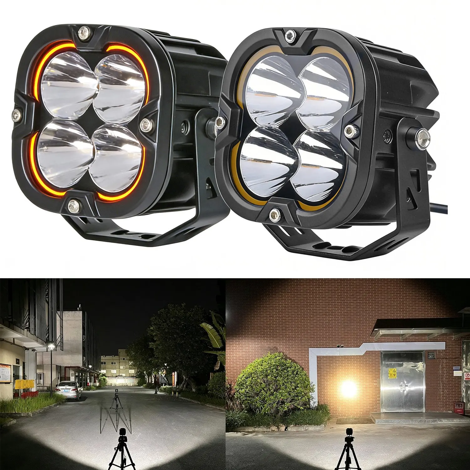 2Pcs 80W LED Work Light Pods Spotlight Offroad Driving Fog Light Waterproof Auxiliary Light for Motorcycle Truck SUV ATV UTV