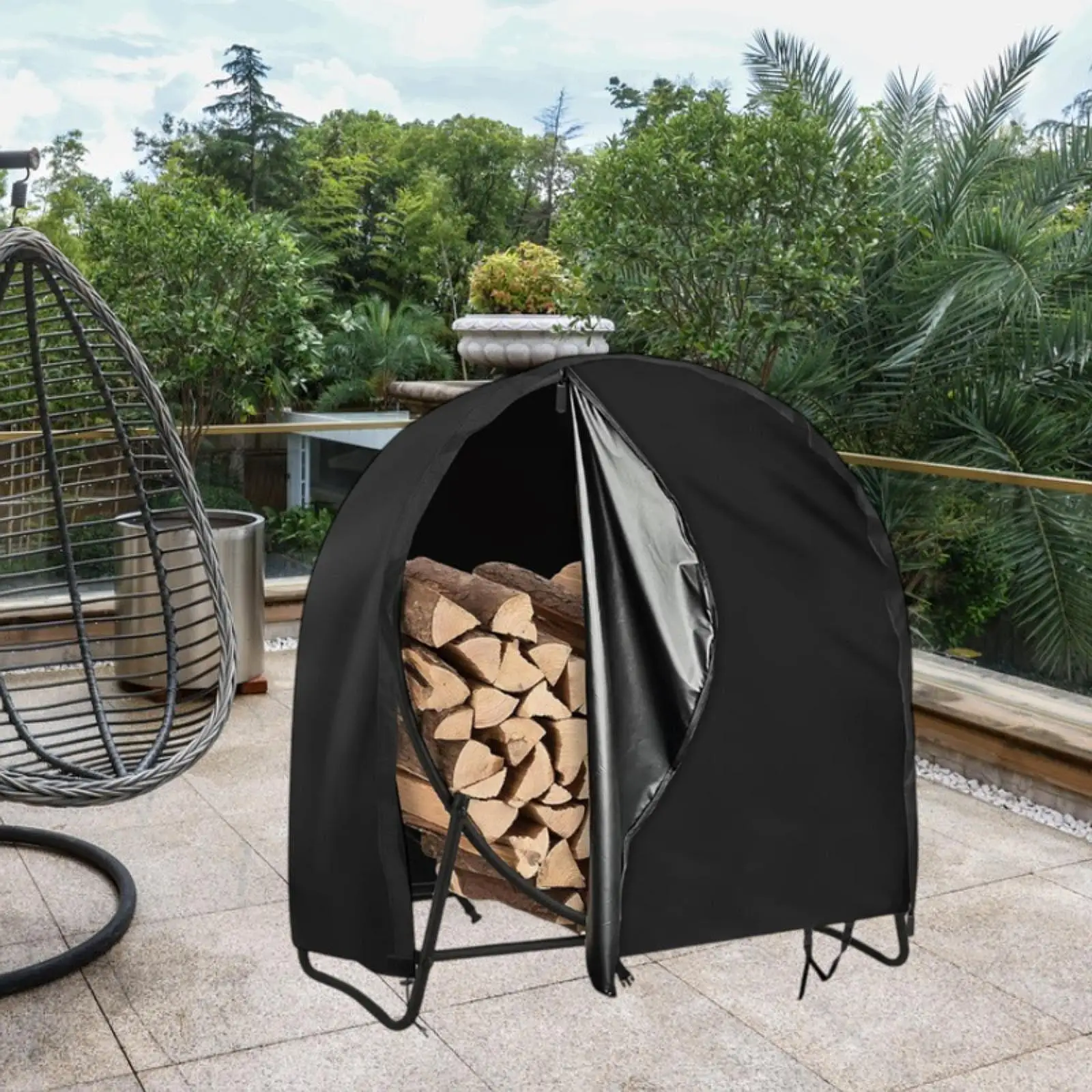 

Log Rack Cover Outdoor Indoor Patio Portable Sun Protection Heavy Duty Firewood Hoop Cover Storage Cover Wood Pile Holder Cover