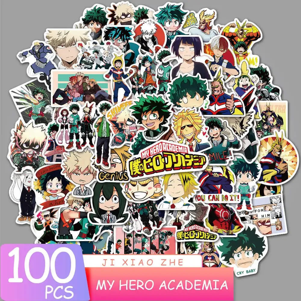 100 buah beragam stiker Anime Attack on Titan Dragon Ball One Piece Demon Slayer casing ponsel tahan air paket stiker lucu