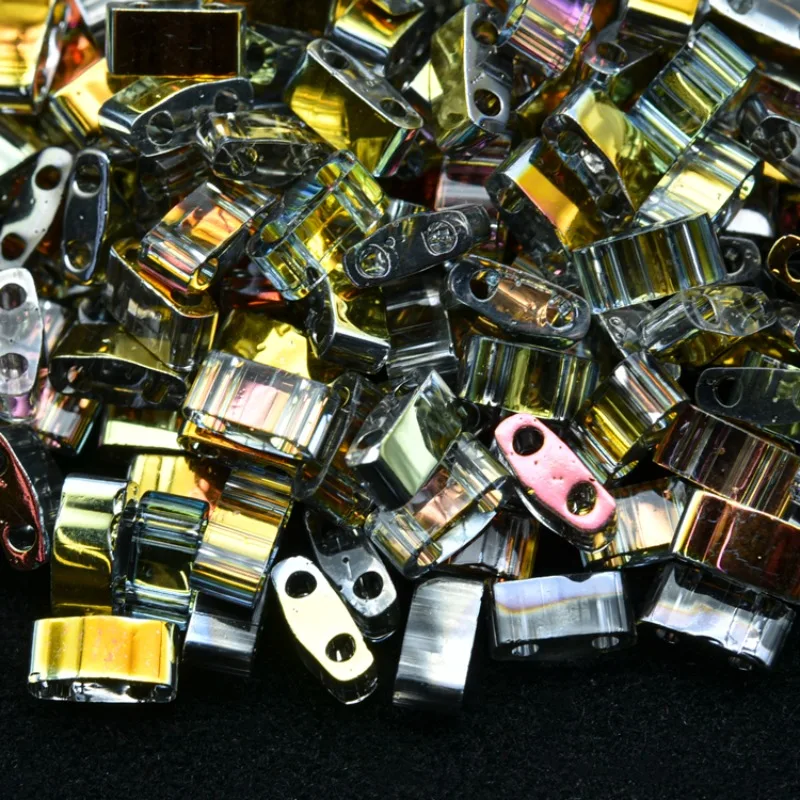 

MIYUKI Metallic Color Glass Beads Half TILA Beads 2-Holes Square Flat Beads for DIY Jewelry Making