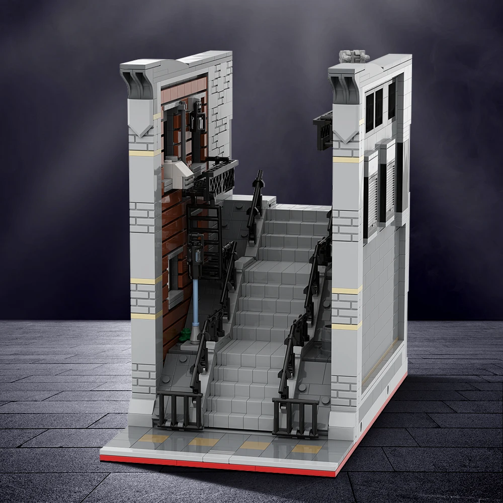 MOC Movie Joker Steps Model Building Blocks Movie Protagonist Scene Model Horror Joker Staircase Bricks Toys Kids Birthday Gifts