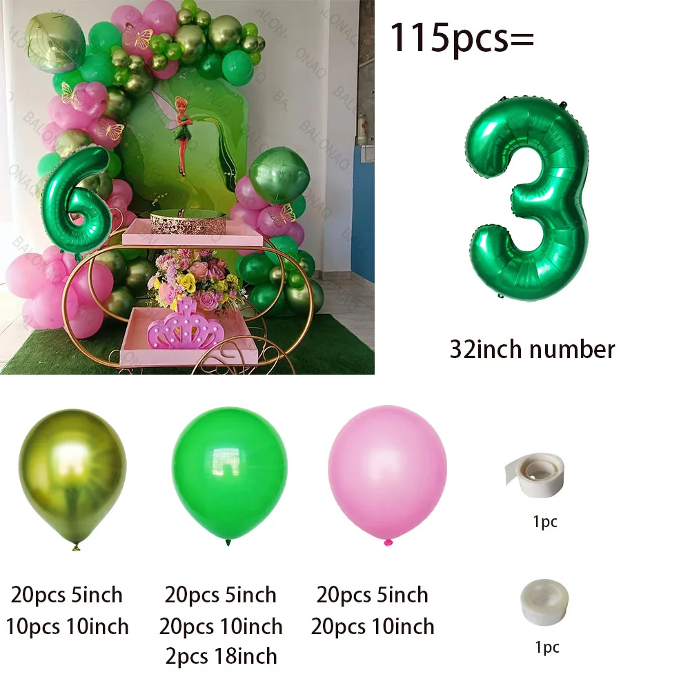 1set Disney Elf Princess Tinker Bell Foil Balloon Kid Girl Birthday Party Decor Baby Shower Supplie Cartoon Flower Fairy Globos