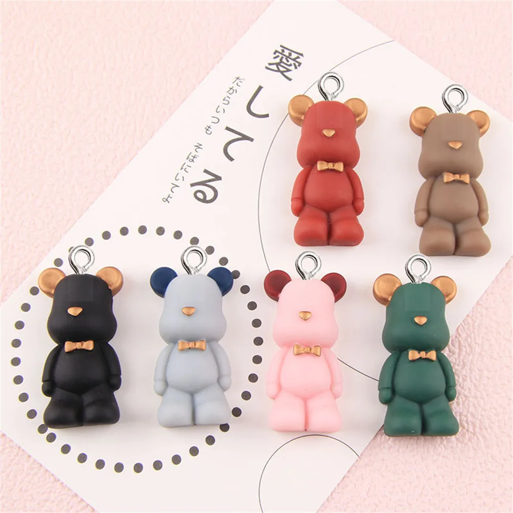 10Pcs Creative Bowknot Bear Resin Charms Earring Necklaces DIY Jewelry Making Accessories Phone Case Bag Key Chain Decor Pendant