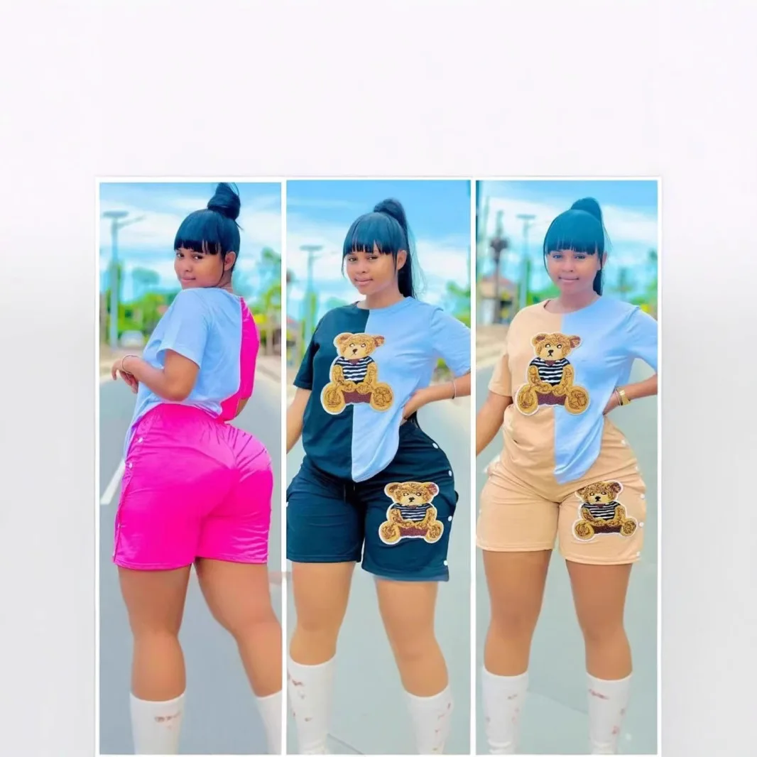 2 Pieces Set Sexy Summer Spring Fashion Women Set 2025 Female Tops Short Sleeve T-shirt And Elastic Waist Shorts Suit