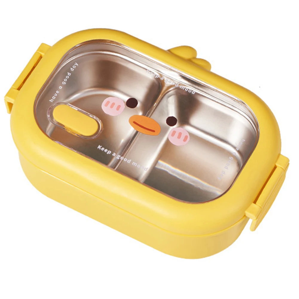

Stainless Steel Lunch Box Sealed Portable Food Container 2 Cells Compartment Meal Box for Primary Student/Office Worker