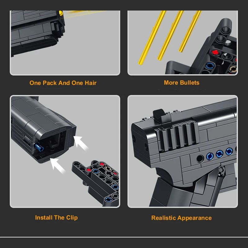 336PCS WW2 Militaire Wapens Guns G18 Automatische Pistool Bouwstenen Model Kan Vuur Kogels Kit Leger Moc Bricks Speelgoed jongens Gift