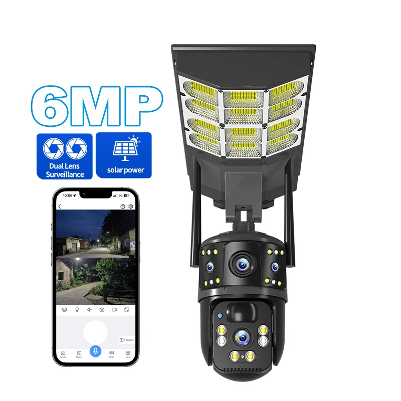 Solar Security Camera Street Light Lamp With High Quality Waterproof IP66 Low Power 4G/wifi Led Camera