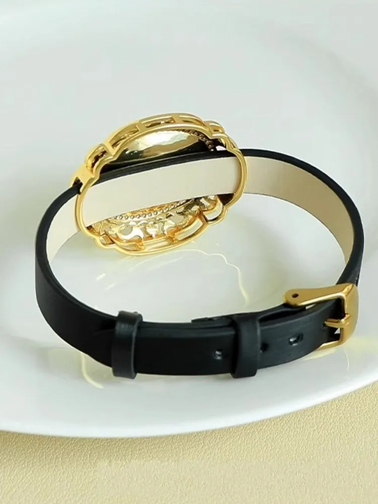 مكتب السيدات العمل العنبر الطبيعي بولي Leather الجلود دبوس مشبك سوار المرأة خمر S925 الفضة الإكسسوارات والمجوهرات مصمم أساور #5