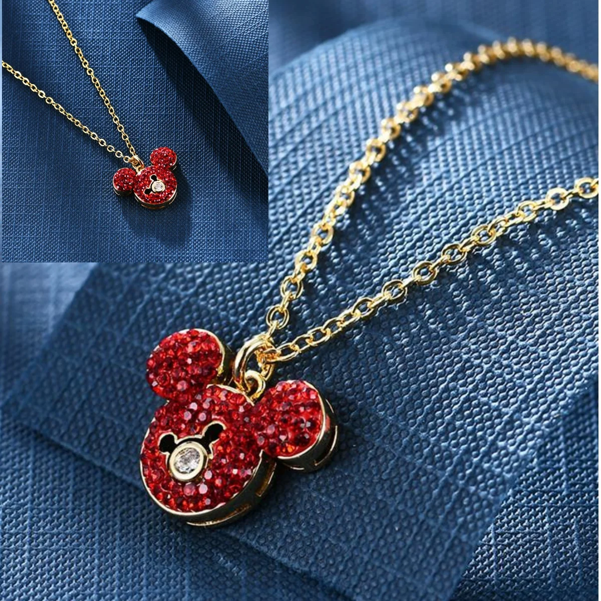 

Disney women necklaces classic red mickey necklace women personality mickey mouse pendant clavicle chain women halloween