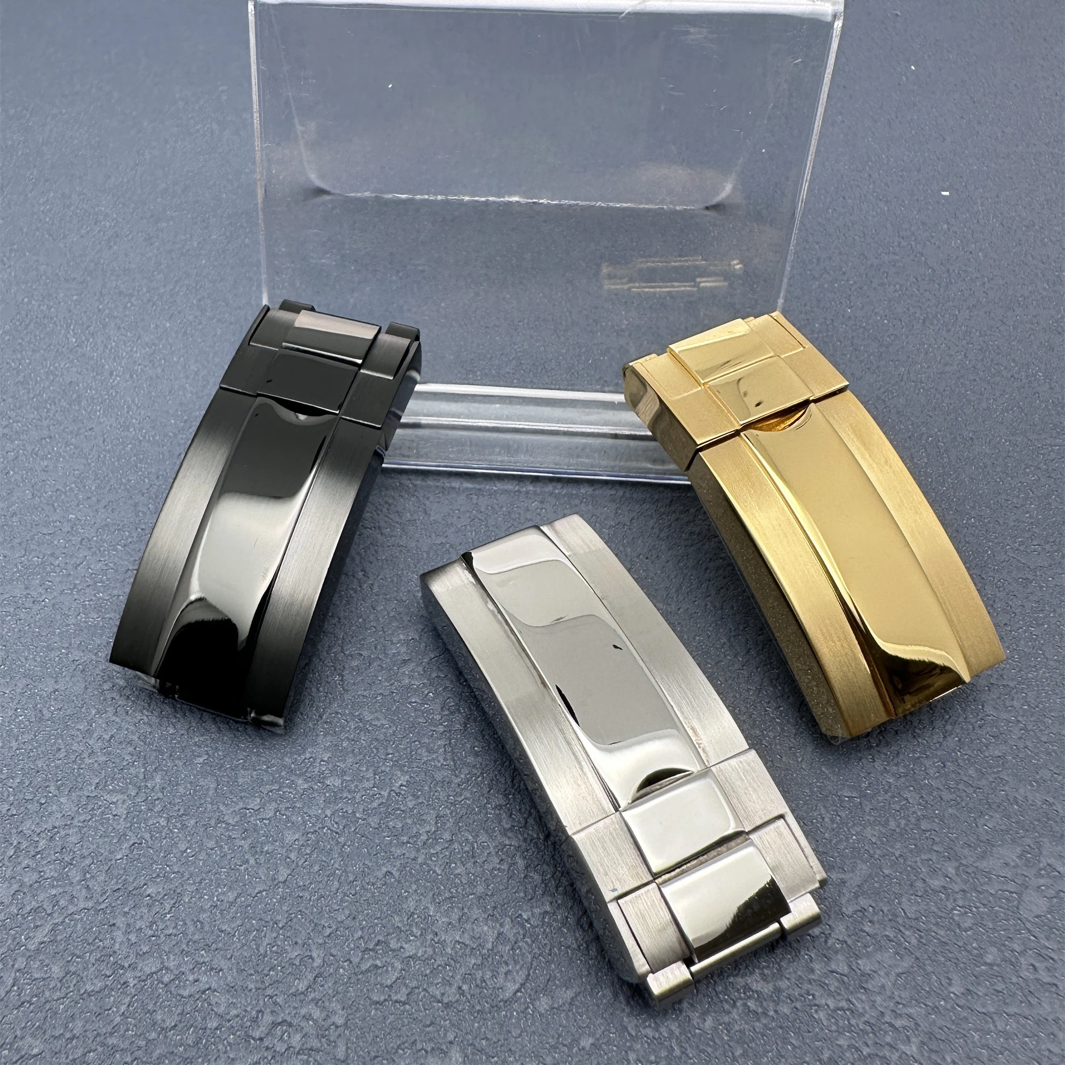 Stainless Steel Electroplated Watch Buckle Folding Safety Buckle Fits Silicone Strap Accessories Interface 9mm/16mm