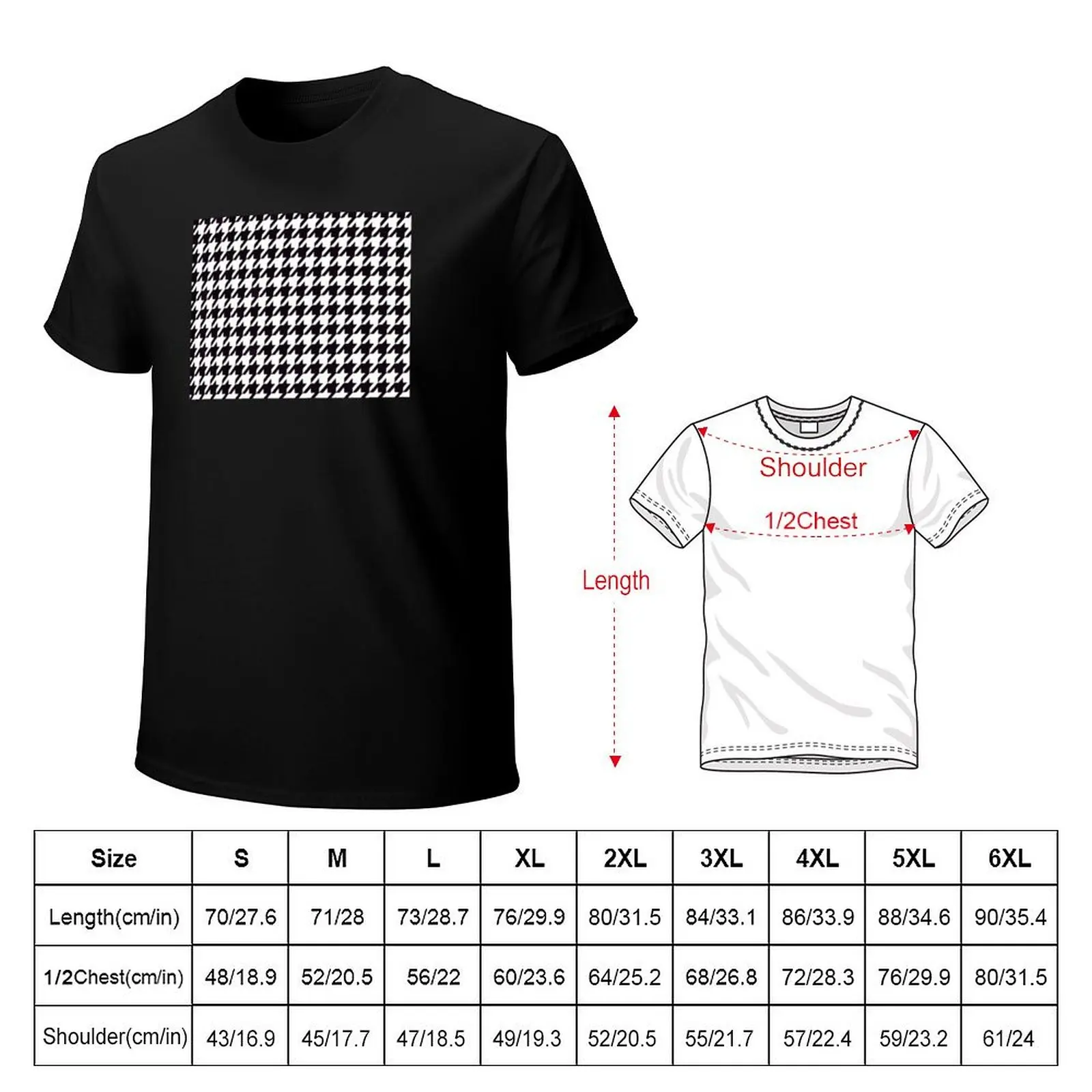 Timeless houndstooth pattern in black and white T-Shirt cotton t shirt man T-Shirt