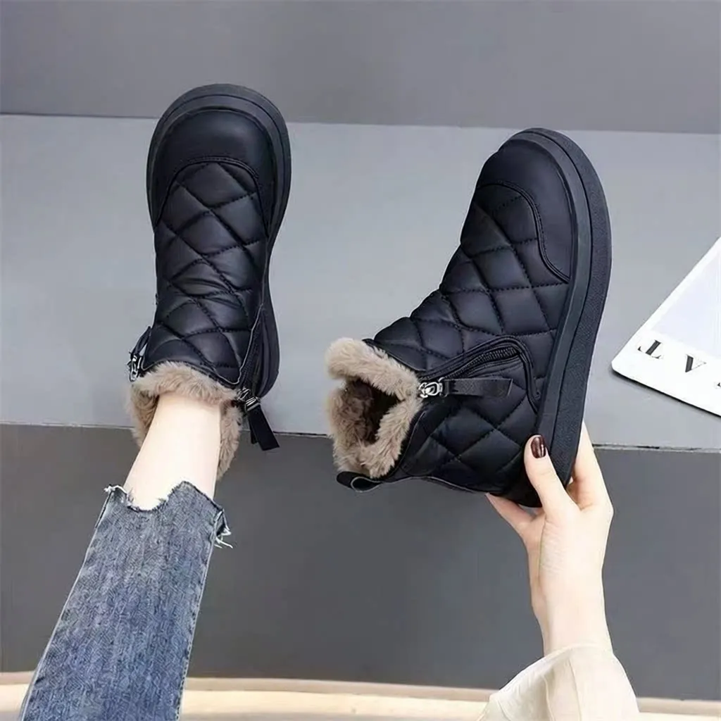 

Fashionable Winter Boots Women's Thickened Fleece Lined Anti-slip Waterproof Short Snow Boots Cotton Shoes for Autumn And Winter