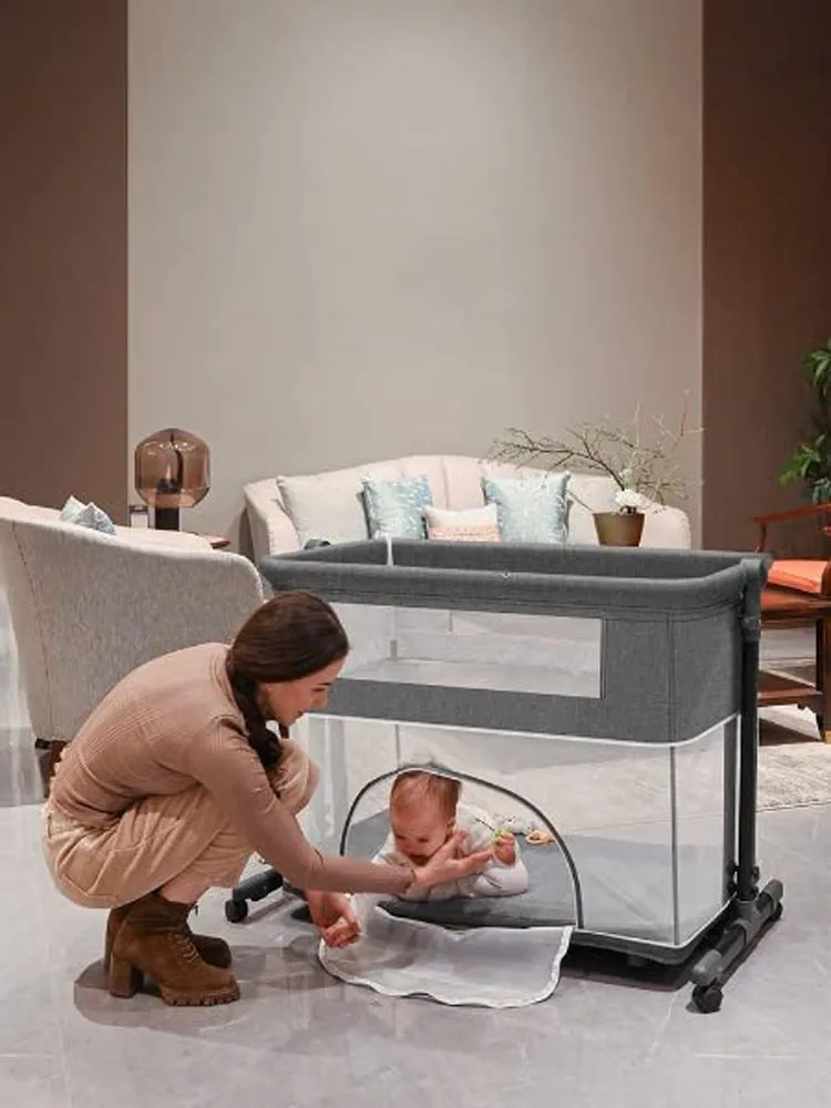 Multifunctional 10 in 1 Portable Baby Crib Cot Cradle Bassinet Bedside Sleeper Swing Tilt Bed with Mosquito net And Mattress