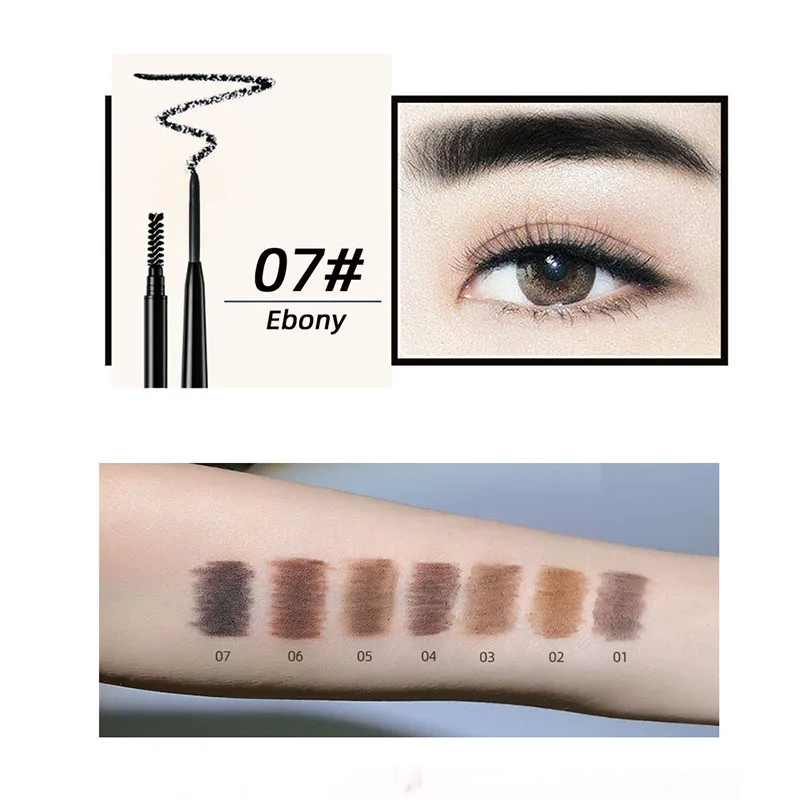 Private Lable Wholesale Thin Automatic Eyebrow Pencil Customized No Logo Slim Waterproof Double Eye Brow Pen Makeup