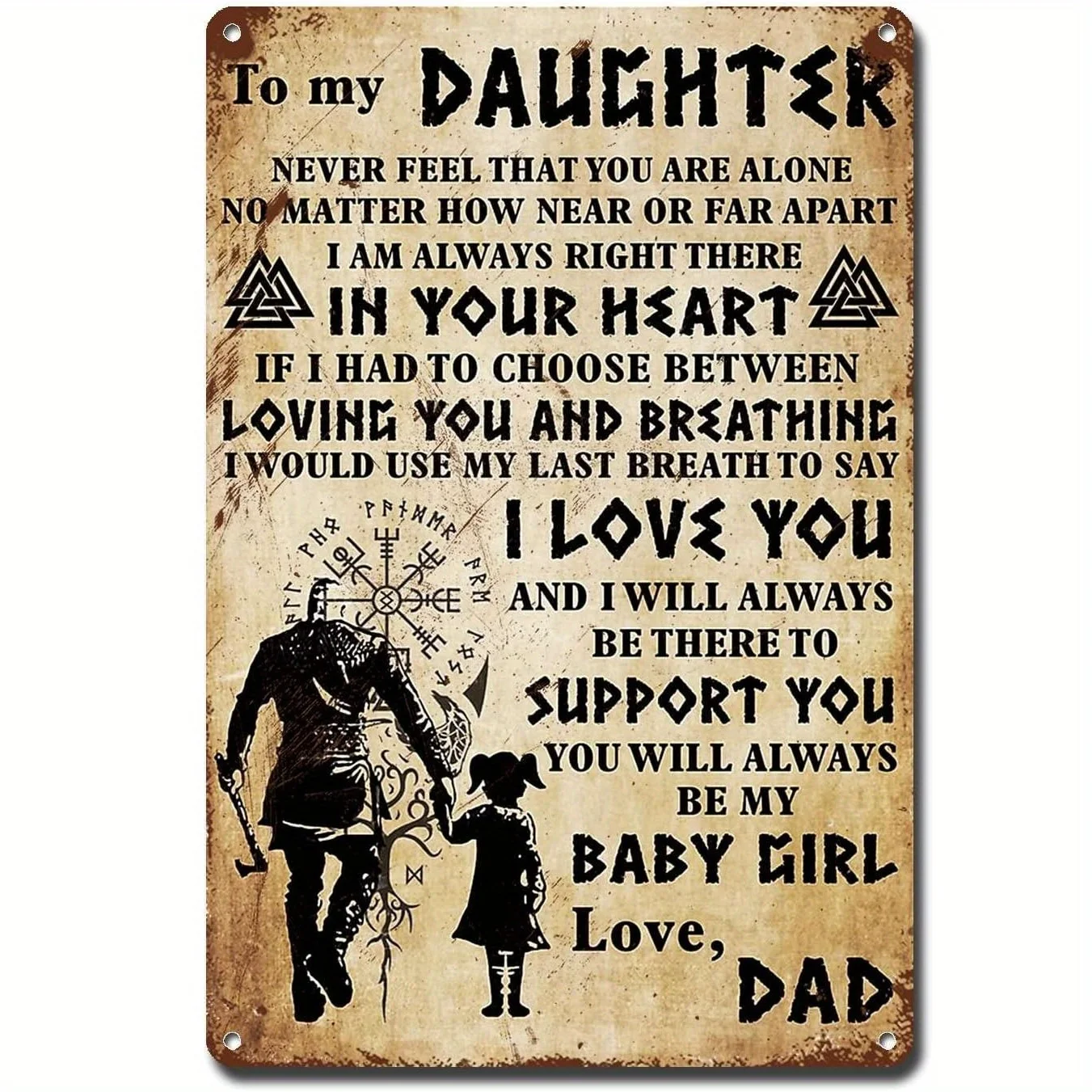 1pc Ymyoo Viking Daughter Metal Sign - Love from Dad Garage Wall Art - Durable & Sentimental Gift for Daughter