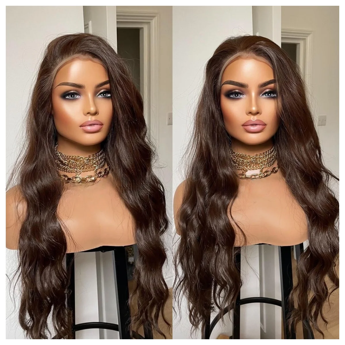 

13x4 Шоколадно-коричневый парик HD Парик фронта шнурка Объемная волна Кружевной фронтальный парик Волна воды Парик шнурка 200 Плотность Синтетический на распродаже