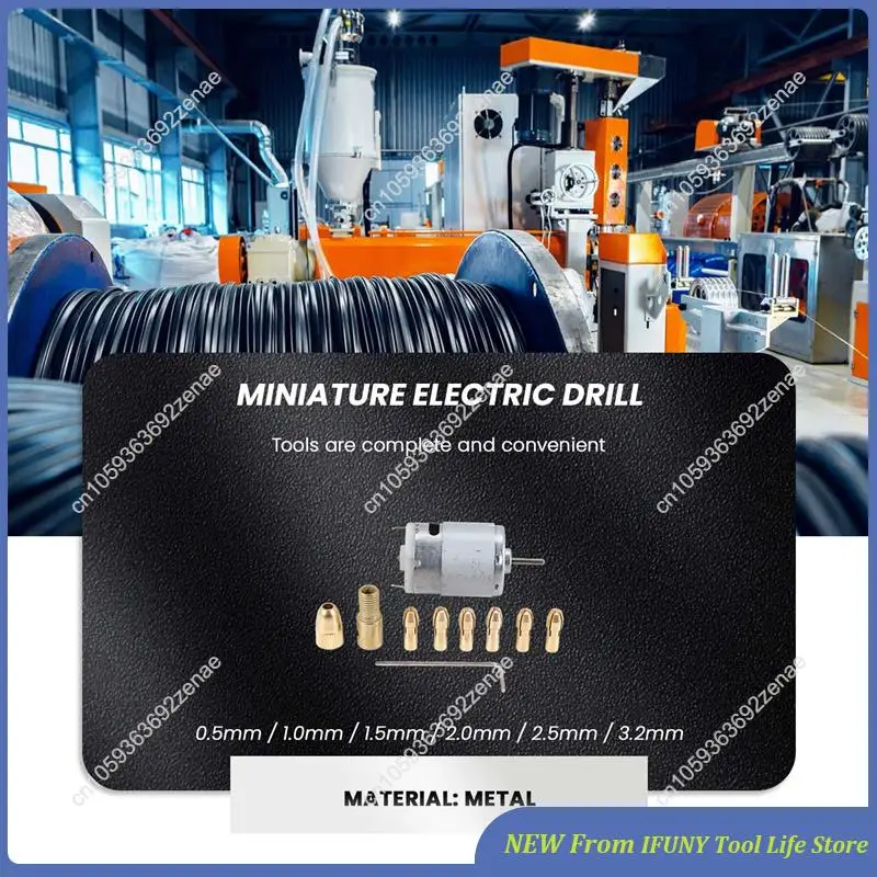 1pc dc 12v 500ma mirco motor com 6 pces 0.5-3.2mm broca pinça elétrica pcb conjunto de ferramentas novo