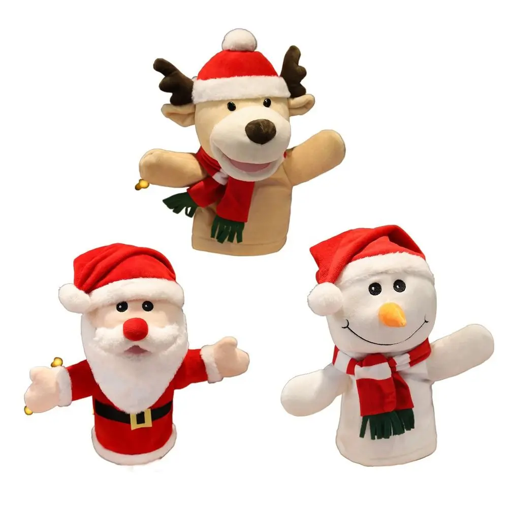 Grote handpop Kerstcadeaus Vingerpoppen Speelgoed Cadeau Handpop Kerstman Elanden Dierenkop Marionet Kerstpoppen