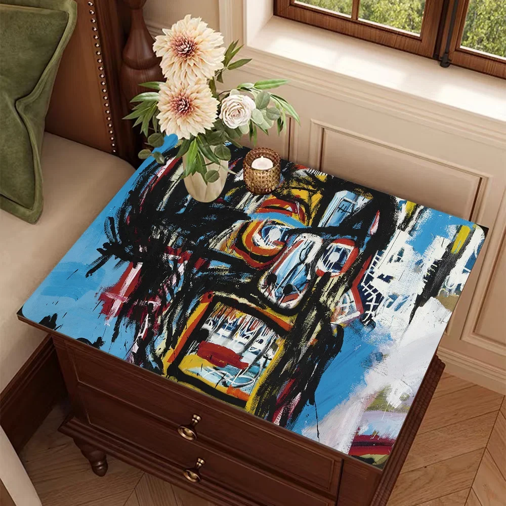 Jean Michel Basquiat Art GraffitiKitchen Drainage Mat Retro Style Dish Drying Pads Absorbent Placemats Drainer Tableware Mats