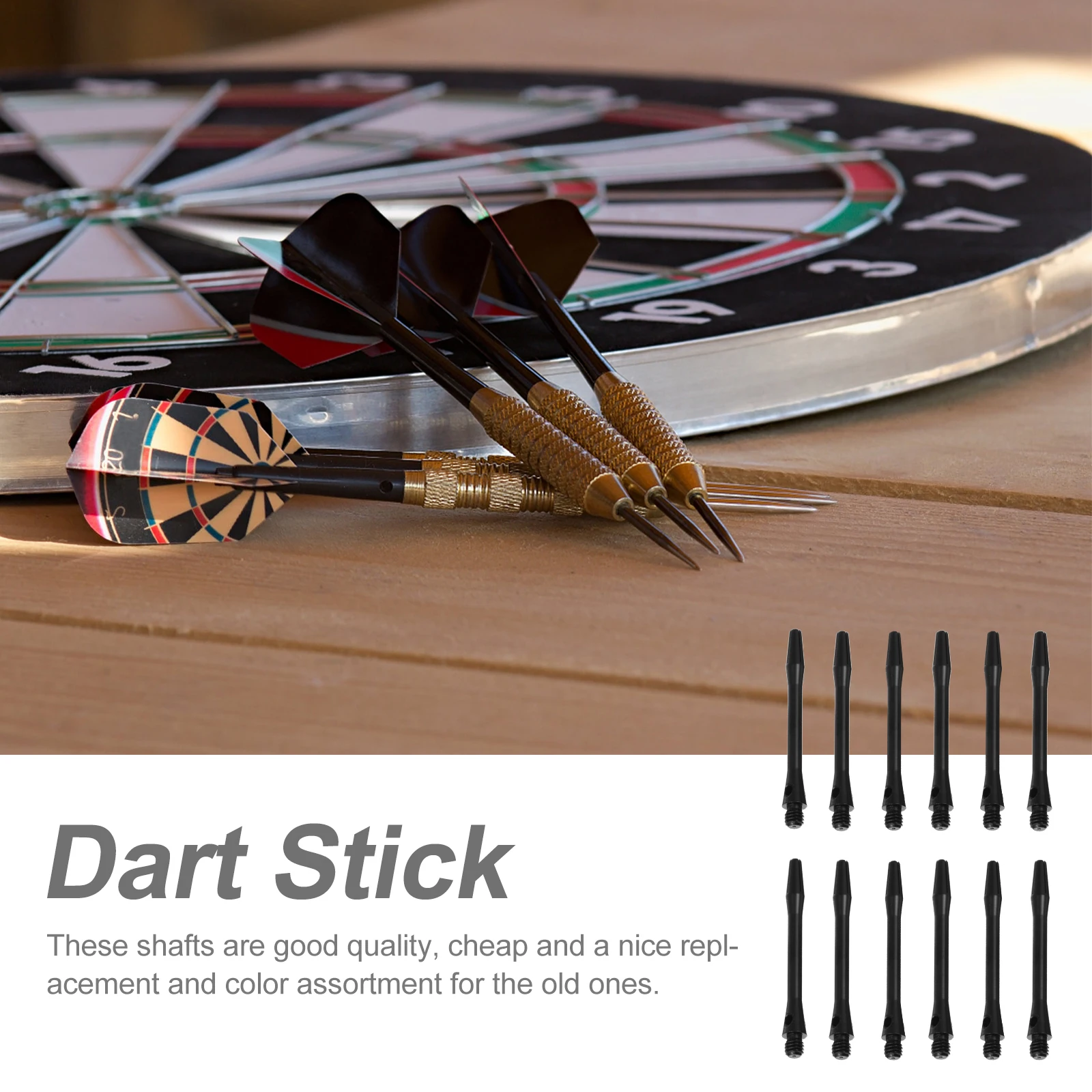 12pcs Black Dart Standard Dart Shaft Shaft Accessories Quality Material Compatible 2BA Thread Metal Outdoor Toys