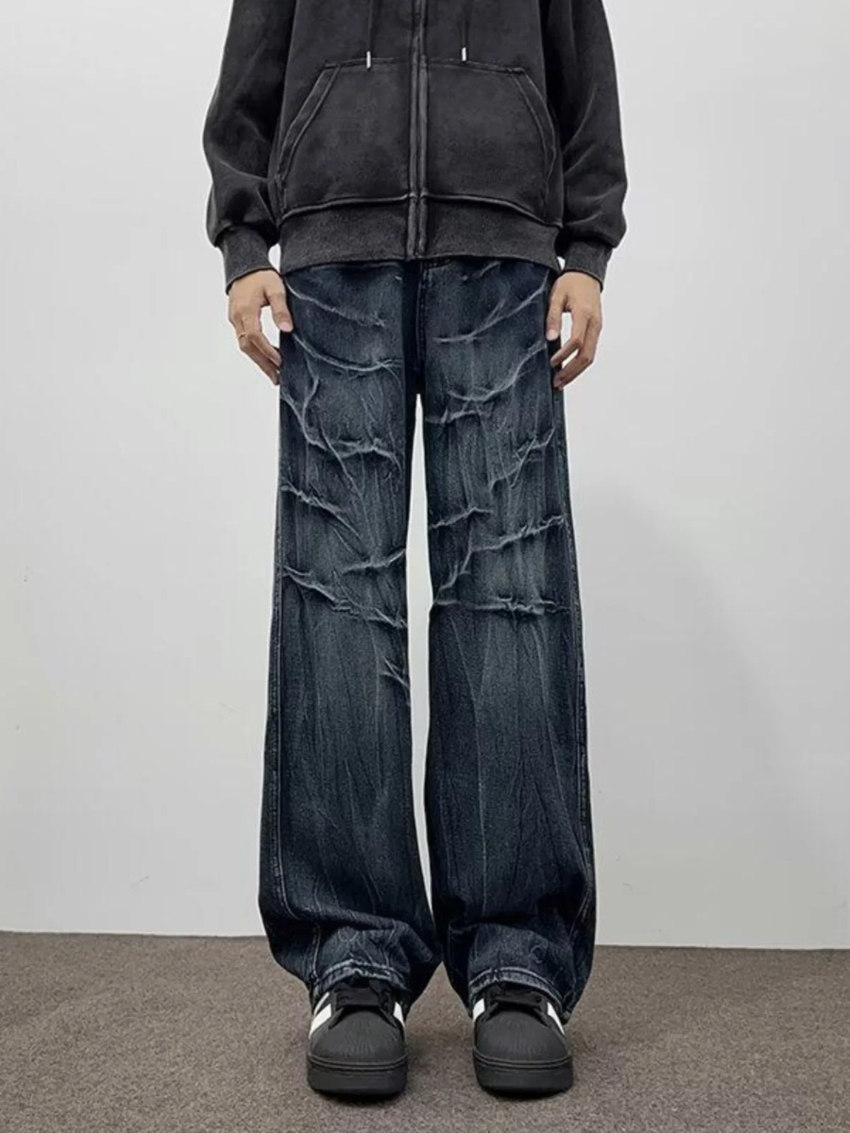 

Мужские джинсы Cleanfit American Sle Loose: осенне-зимние, модные, прямые, широкие, с эффектом мятости