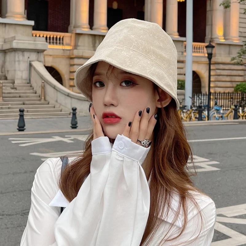 

New Women's Summer -Proof Bucket Korean Face-Looking Small Hat Japanese Style Artistic Wide Brim Sun Protec