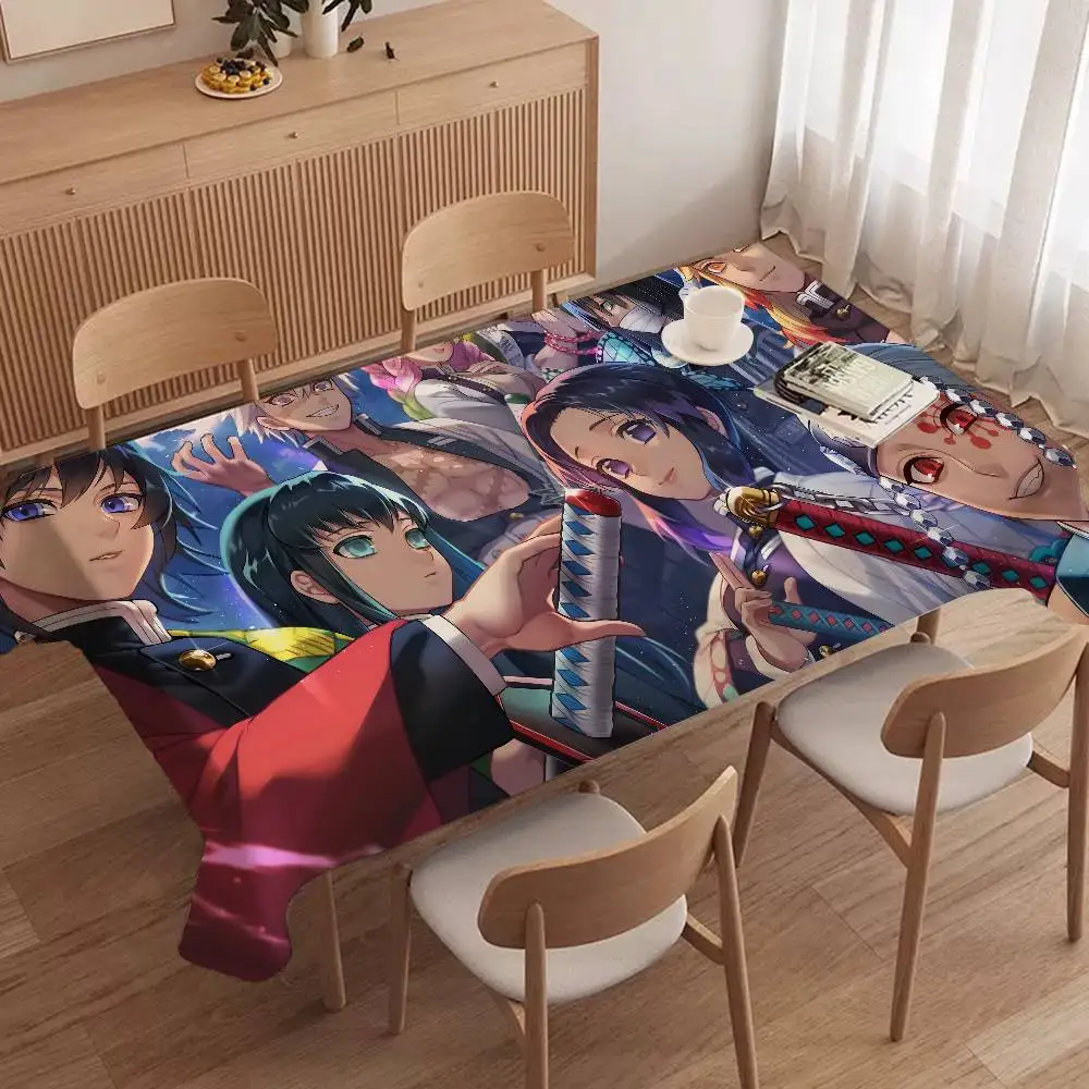Anime D-Demon S-Slayer Waterproof and Oil-proof Tablecloth Bedside Table Dustproof Decorative Cloth Living Coffee Tablecloth