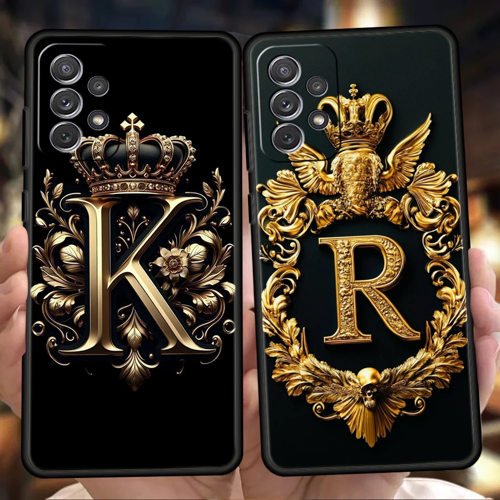 Phone Case for Samsung Galaxy A13 A15 A17 A22 A23 A25 A31 A32 A33 A35 A41 A51 A52 A55 5G Soft TPU Shell Gorgeous Letters K R Bag